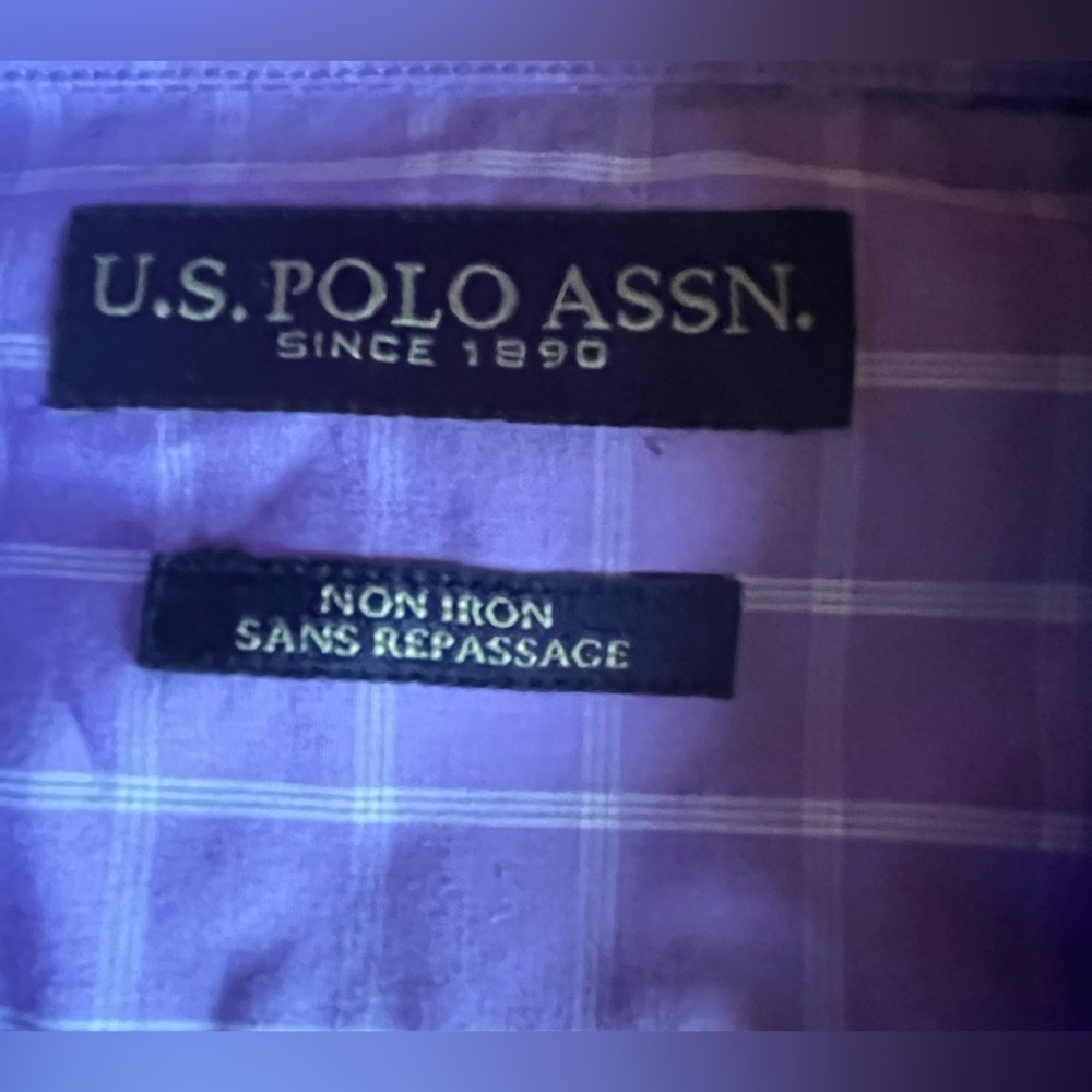 U.S. Polo Assn. Purple Plaid Men's Shirt - Picture 3 of 5
